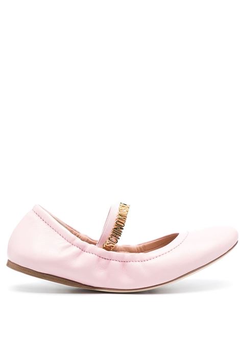 Pink logo-plaque ballerina shoes - women MOSCHINO | MA11050C1HMA0630