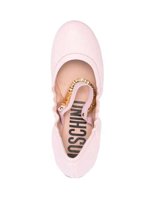 Pink logo-plaque ballerina shoes - women MOSCHINO | MA11050C1HMA0630