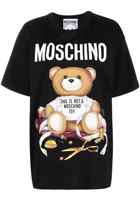T-shirt oversize con stampa Teddy Bear in nero - donna MOSCHINO | V070155411555