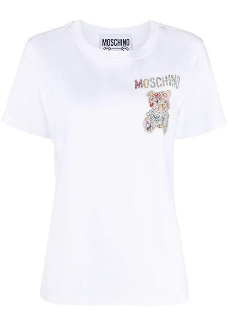 White logo-print crew-neck T-shirt - women MOSCHINO | V070854411001
