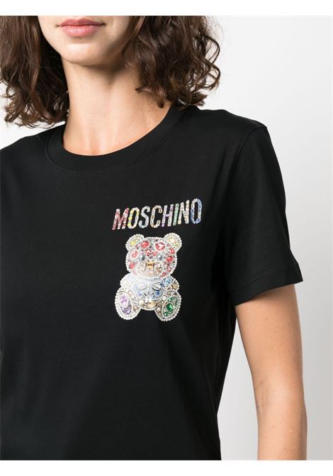 T-shirt girocollo con stampa in nero - donna MOSCHINO | V070854411555