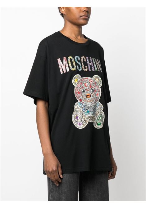 T-shirt con motivo Teddy Bear in nero - donna MOSCHINO | V070954411555