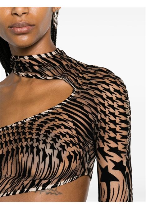 Body in mesh con stampa stelle in nero - donna MUGLER | 23W1BO0204596B99N1