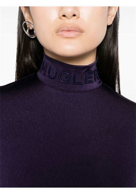 Body a maniche lunghe con placca logo in viola - donna MUGLER | 23W1BO02128506058