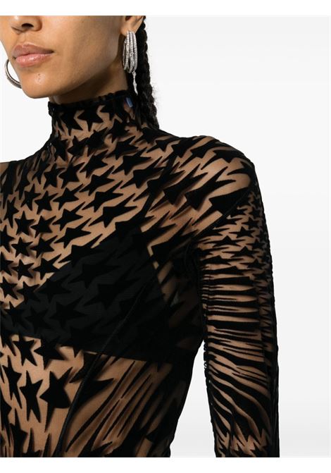 Body in mesh con stampa stelle in nero - donna MUGLER | 23W1BO0217596B1919