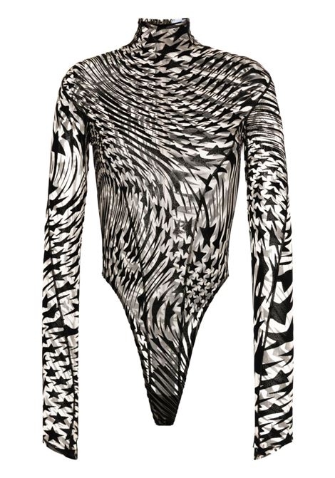 Body in mesh con stampa stelle in nero - donna MUGLER | 23W1BO0217596B99N1