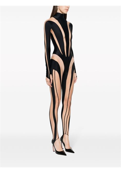 Black Spiral sheer-panelled jumpsuit - women  MUGLER | 23W1CO010184219991