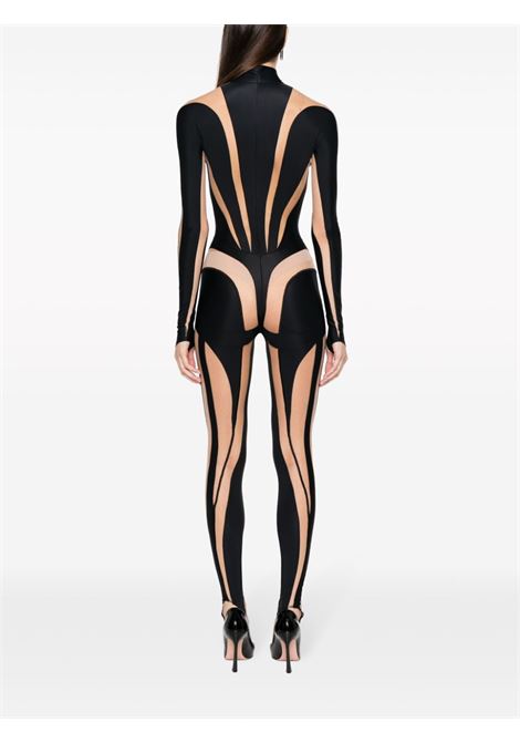 Black Spiral sheer-panelled jumpsuit - women  MUGLER | 23W1CO010184219991