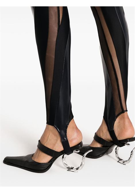 Black glossy sheer-panelled spiral leggings - women MUGLER | 23W1PA0348842B1919