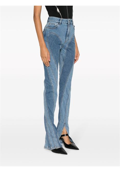 Light blue Spiral split-hem skinny jeans - women  MUGLER | 23W6PA0358247B6403