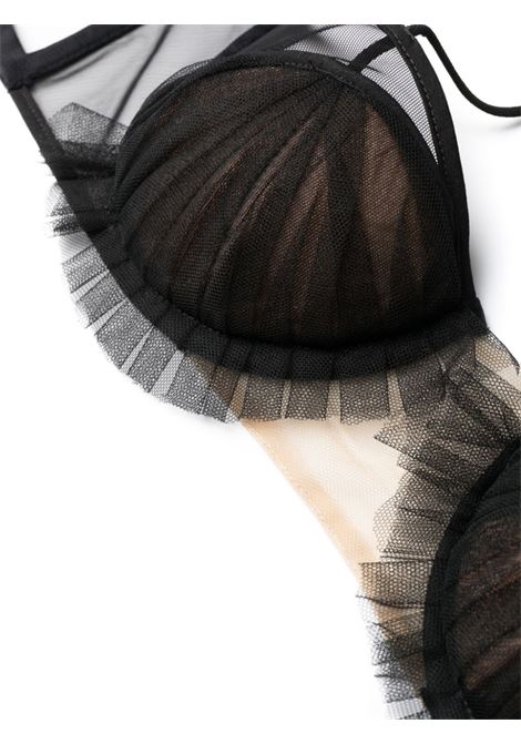 Black panelled semi-sheer bra - women NENSI DOJAKA | NDAW23LIN010BLK