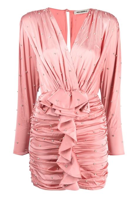 Pink crystal-embellished ruched minidress - women  THE NEW ARRIVALS | NA01RB0018JPNK