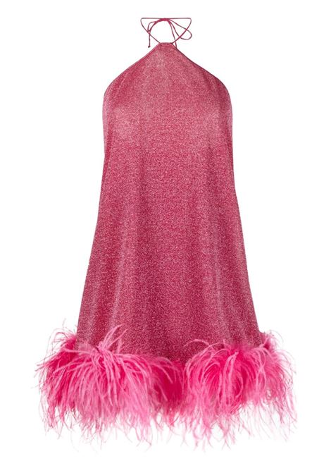 Pink lurex-detail feather-trim dress - women OSÉREE | LDF235RSPBRRY