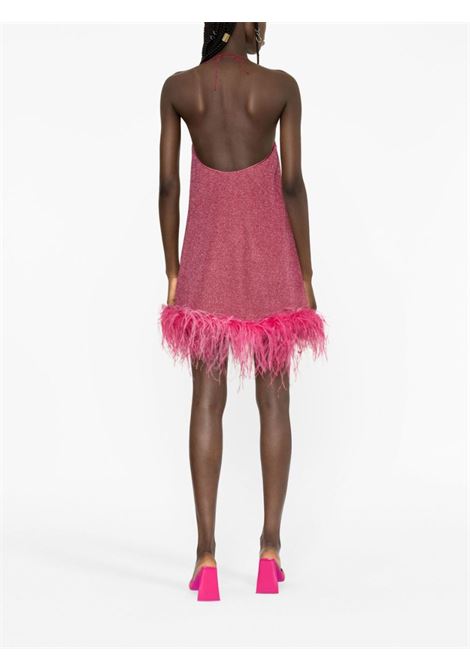 Pink lurex-detail feather-trim dress - women OSÉREE | LDF235RSPBRRY