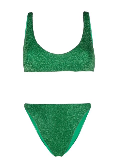 Green lumiere sporty bra bikini set  - women OSÉREE | LMF202EMRLDGRN