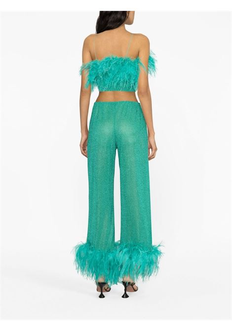 Green Lumiere feather cropped top - women OSÉREE | LZF235AQMRN