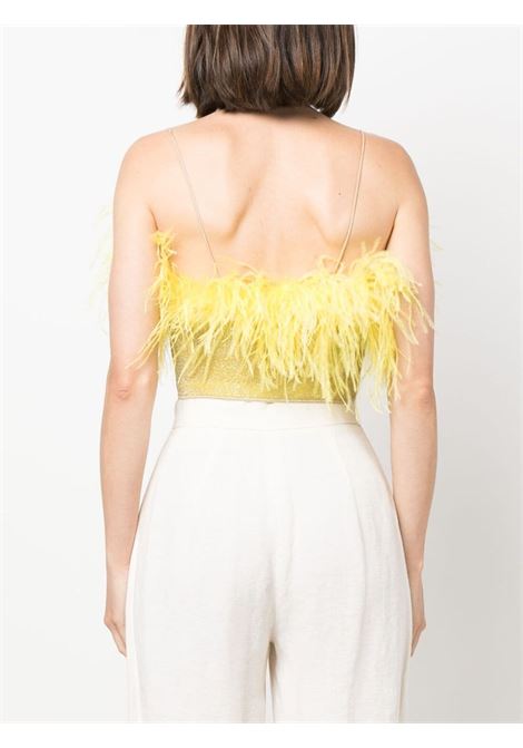 Yellow ostrich-feather cropped top - women OSÉREE | LZF235CTRN