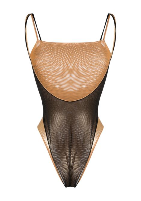 Black and gold lam? double maillot two-tone one-piece - women OSÉREE | MIF224BLKGLD