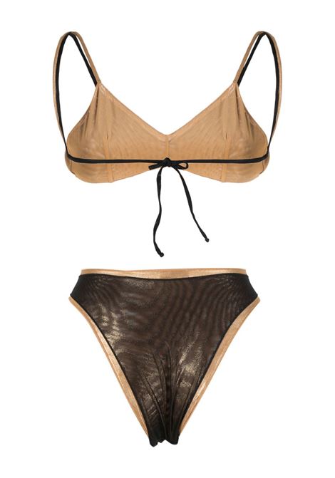 Black and gold lam? double high-waist bikini set - women OSÉREE | MMF224BLKGLD