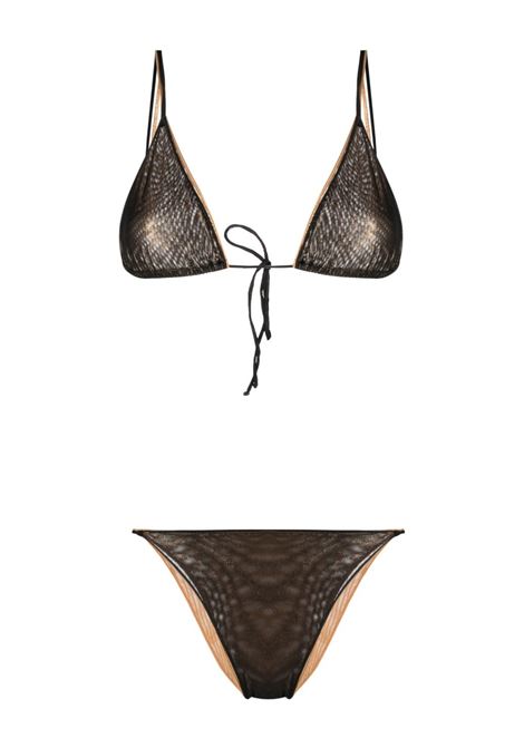 Black and gold double-layer triangle bikini set - women OSÉREE | MTF224BLKGLD