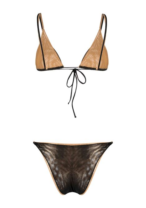 Black and gold double-layer triangle bikini set - women OSÉREE | MTF224BLKGLD