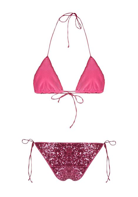 Pink sequin-embellished bikini set - women OSÉREE | PTF213RS
