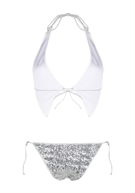 Silver sequin-embellished halterneck bikini set - women OSÉREE | PTF235SLVR