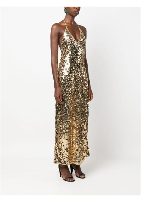 Gold sequinned halterneck sleeveless dress - women OSÉREE | RDF235GLD