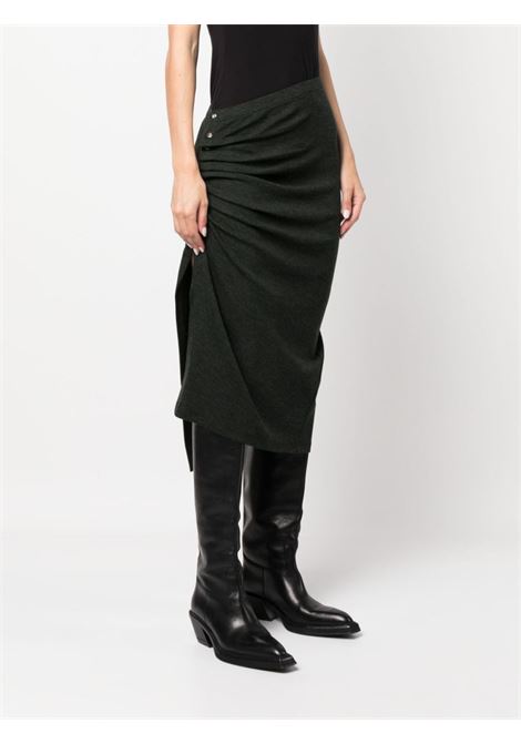 Green asymmetric gathered midi skirt - women RABANNE | 23AJJU007LA0309P303