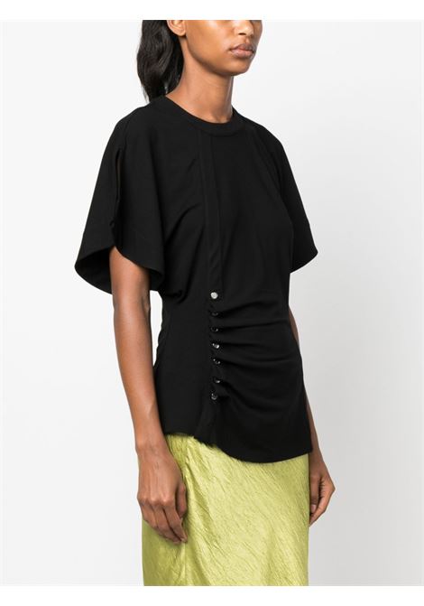 Black short-sleeved draped top - women RABANNE | 23AJTO636VI0293P001