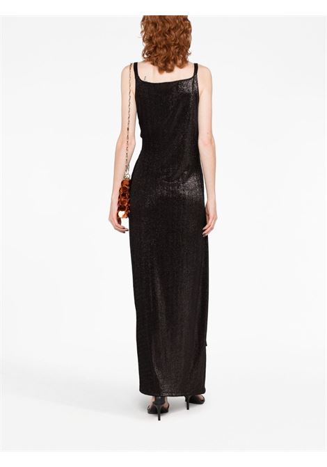 Black stud-detailed metallic maxi dress - women  RABANNE | 23FJRO522VI0261P001