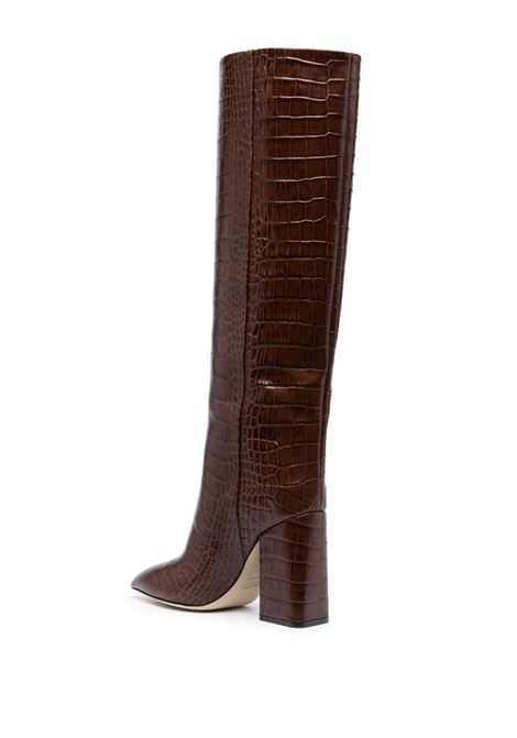 Brown 100mm crocodile-effect knee-high boots - women PARIS TEXAS | PX1020XCOCOCCCLT