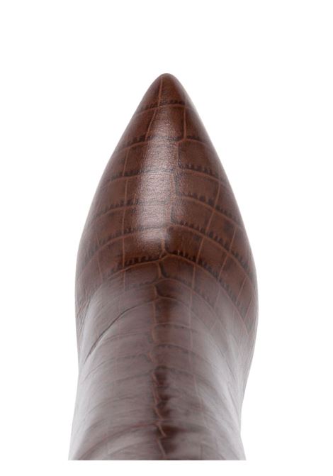 Brown 100mm crocodile-effect knee-high boots - women PARIS TEXAS | PX1020XCOCOCCCLT