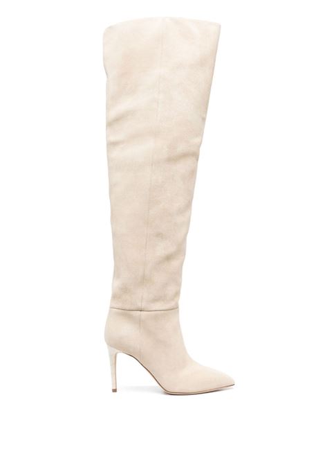Beige Stiletto 100mm thigh-length boots - women PARIS TEXAS | PX1028XV003ANGR
