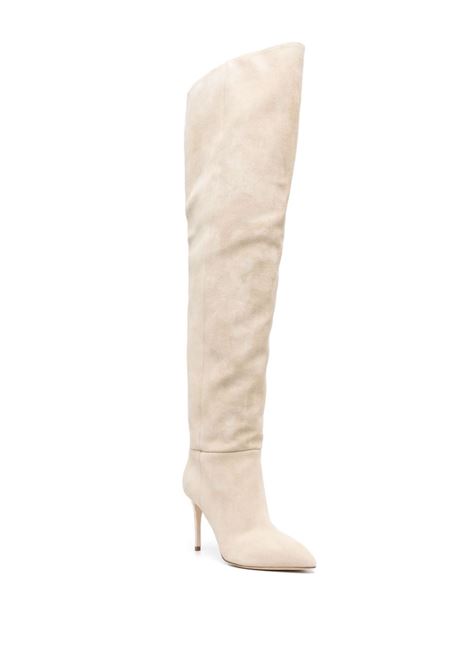 Beige Stiletto 100mm thigh-length boots - women PARIS TEXAS | PX1028XV003ANGR