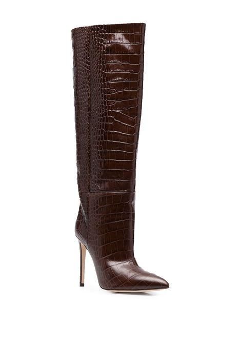 Brown 115mm crocodile-effect knee boots - women PARIS TEXAS | PX133XCOCOCCCLT
