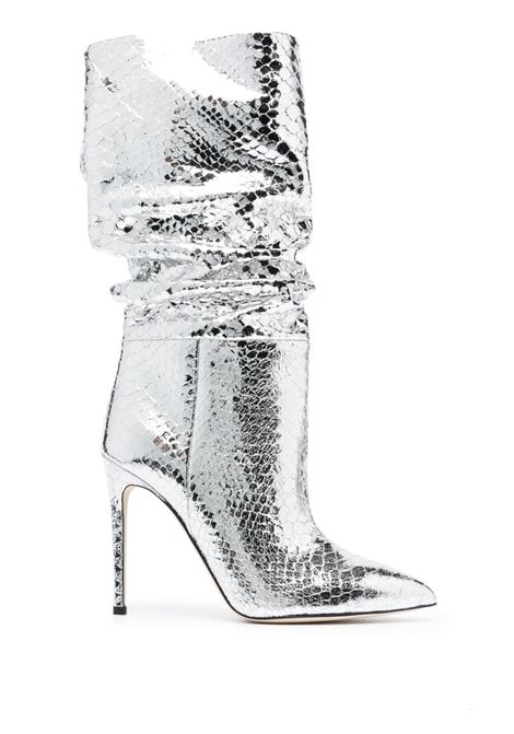 Silver snakeskin-effect metallic boots - women PARIS TEXAS | PX514XPMRRSLVR