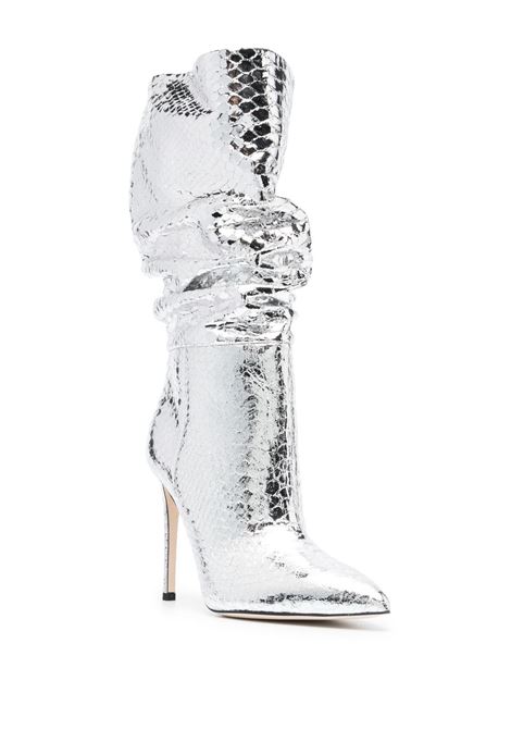 Silver snakeskin-effect metallic boots - women PARIS TEXAS | PX514XPMRRSLVR
