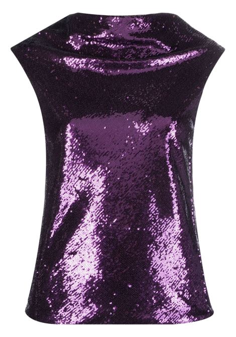 Purple sequinned sleeveless top - women PHILOSOPHY DI LORENZO SERAFINI | A020757250232