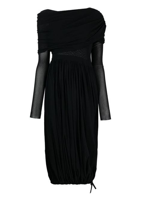 Black asymmetric tulle midi dress - women PHILOSOPHY DI LORENZO SERAFINI | A040571180555