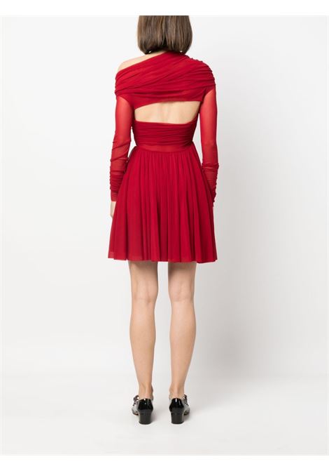 Red twist-detail off-shoulder tulle minidress - women PHILOSOPHY DI LORENZO SERAFINI | A042657180112