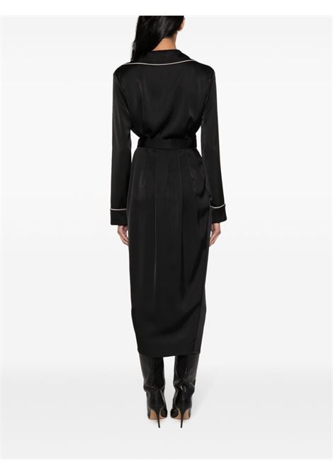 Black contrasting-trim wrap midi dress - women PHILOSOPHY DI LORENZO SERAFINI | A044871221555