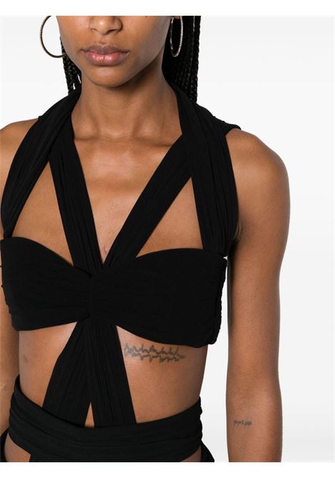 Black draped cutout bodysuit - women PHILOSOPHY DI LORENZO SERAFINI | A110171180555