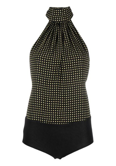 Black dot-print halterneck bodysuit - women PHILOSOPHY DI LORENZO SERAFINI | A110271531555