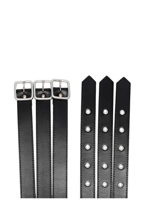 Black triple-band leather belt - women PHILOSOPHY DI LORENZO SERAFINI | A300257750555