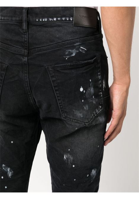 Black ripped paint-splatter jeans - men PURPLE | PBP001BRKS