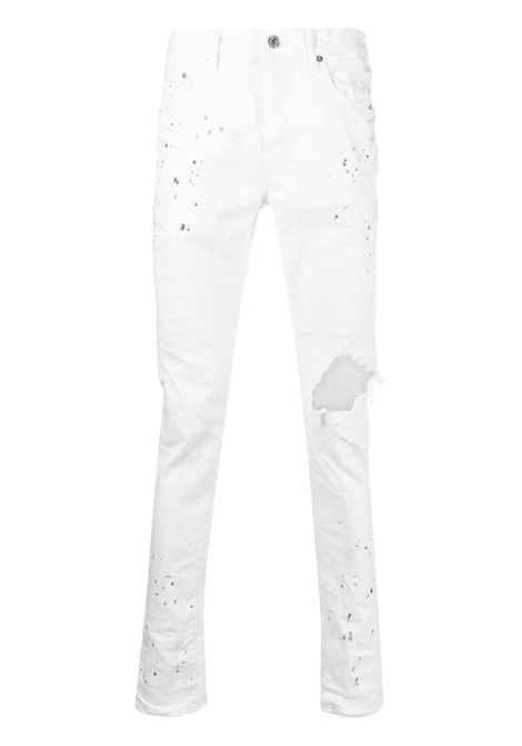 White paint-splatter skinny jeans - men PURPLE | PBP001OWPB