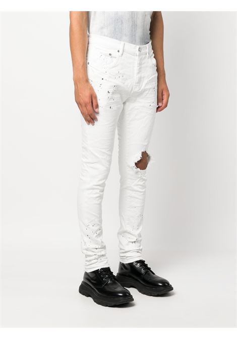 White paint-splatter skinny jeans - men PURPLE | PBP001OWPB