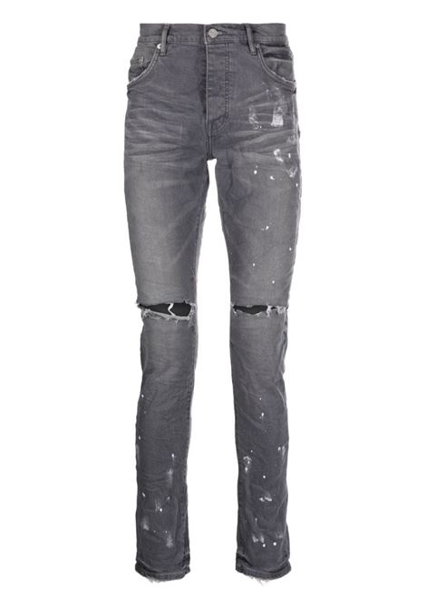 Jeans skinny con effetto vissuto in grigio - uomo PURPLE | PBP001WGKS