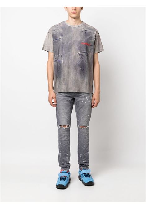 Grey distressed low-rise skinny jeans - men PURPLE | PBP001WGKS